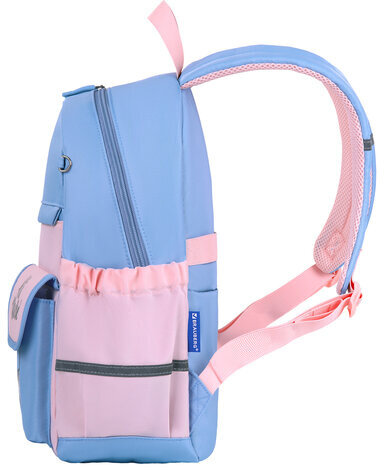 Рюкзак BRAUBERG PASTEL с термонашивками в комплекте, "Friendly bunnies", голубой, 40х29х14 см, 271423