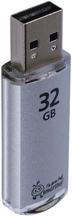 Флеш-диск 32 GB, SMARTBUY V-Cut, USB 2.0, металлический корпус, серебристый, SB32GBVC-S