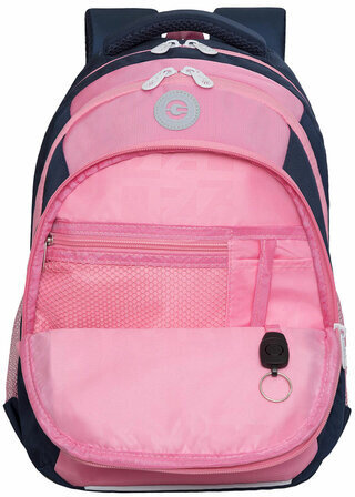 Рюкзак GRIZZLY школьный, анатомическая спинка, 3 отделения, для девочек, "LOVE CORGI", 40х27х20 см, RG-361-1/4