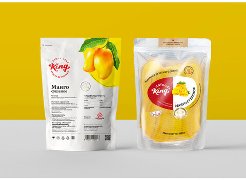 Манго натуральное KING, сушеное, 1 кг, пакет, 10101