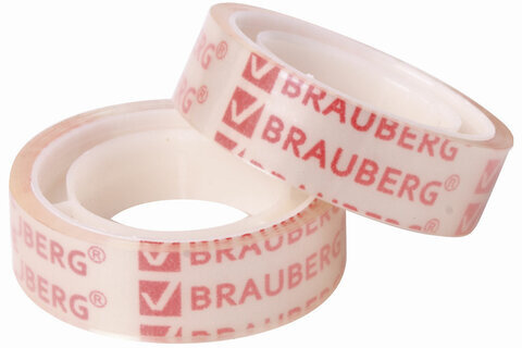 Клейкие ленты 12 мм х 10 м канцелярские BRAUBERG, комплект 12 шт., прозрачные, гарантированная длина, 223122