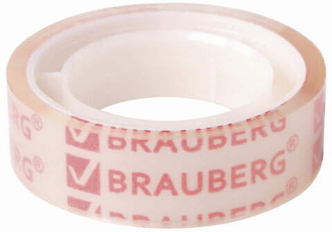 Клейкие ленты 12 мм х 10 м канцелярские BRAUBERG, комплект 12 шт., прозрачные, гарантированная длина, 223122