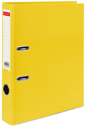 Папка-регистратор, покрытие пластик, 50 мм, ПРОЧНАЯ, с уголком, BRAUBERG, желтая, 226593