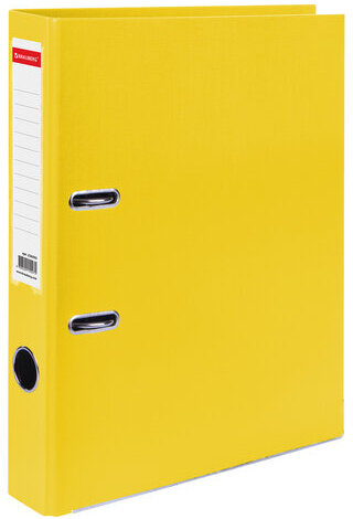 Папка-регистратор, покрытие пластик, 50 мм, ПРОЧНАЯ, с уголком, BRAUBERG, желтая, 226593