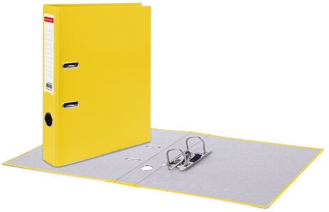 Папка-регистратор, покрытие пластик, 50 мм, ПРОЧНАЯ, с уголком, BRAUBERG, желтая, 226593