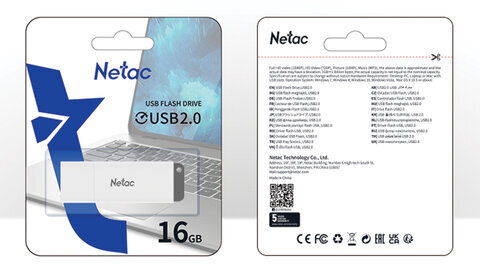 Флеш-диск 16 GB NETAC U185, USB 2.0, белый, NT03U185N-016G-20WH