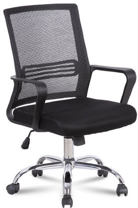 Кресло BRABIX &quot;Daily MG-317&quot;, с подлокотниками, хром, черное, 531833