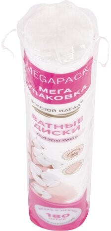 Ватные диски двусторонние 180 шт., с эффектом прошитого края, ЗОЛОТОЙ ИДЕАЛ, 100% хлопок, 116531