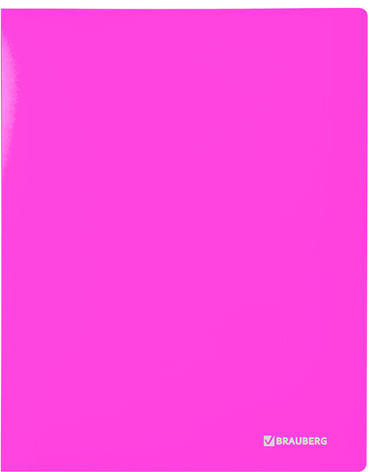 Папка с металлическим скоросшивателем и внутренним карманом BRAUBERG "Neon", 16 мм, розовая, до 100 листов, 0,7 мм, 227466