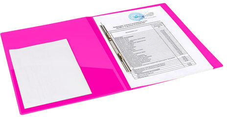 Папка с металлическим скоросшивателем и внутренним карманом BRAUBERG "Neon", 16 мм, розовая, до 100 листов, 0,7 мм, 227466