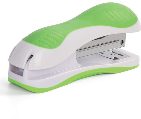 Степлер №24/6, 26/6 BRAUBERG "JET", до 20 листов, эргономичный, бело-зеленый, 227759