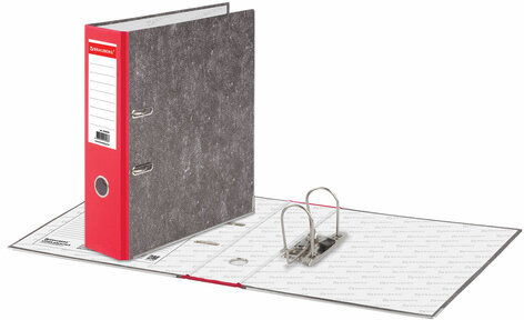 Папка-регистратор BRAUBERG, усиленный корешок, мраморное покрытие, 80 мм, с уголком, красная, 228029