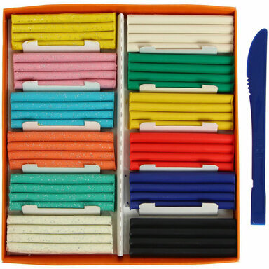 Пластилин классический ГАММА "Оранжевое солнце", 12 цветов, 6 классических + 6 с блестками, 168 г, стек, 130520205