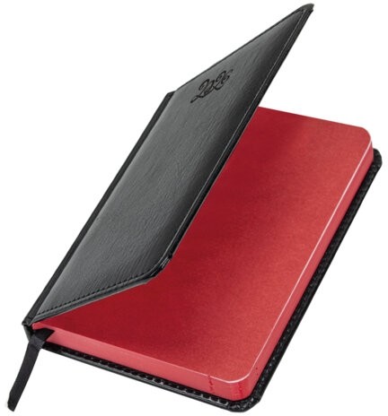 Ежедневник датированный 2026, МАЛЫЙ ФОРМАТ 100х150 мм, А6, BRAUBERG "Rainbow", под кожу, черный, 117257