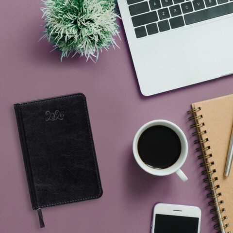 Ежедневник датированный 2026, МАЛЫЙ ФОРМАТ 100х150 мм, А6, BRAUBERG "Rainbow", под кожу, черный, 117257