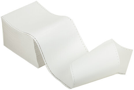 Бумага с неотрывной перфорацией, 210х305 мм (12"), 1600 листов, плотность 65 г/м2, белизна 98%