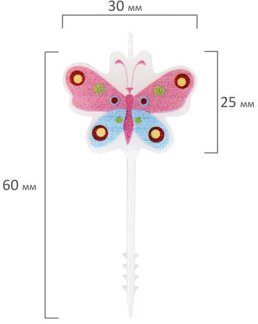 Свечи фигурные для торта на шпажках "Бабочки, божьи коровки", 5 шт, 2,5х3 см, ЗОЛОТАЯ СКАЗКА, 591463