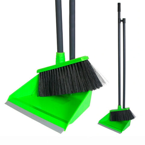 Совок для мусора 20х25 см + щетка 18х8 см, длинные рукоятки 80 см, "Ленивка", пластик, IDEA, М5177, М 5177