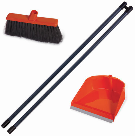 Совок для мусора 20х25 см + щетка 18х8 см, длинные рукоятки 80 см, "Ленивка", пластик, IDEA, М5177, М 5177