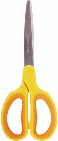 Ножницы BRAUBERG "Original", 185 мм, оранжево-желтые, ребристые резиновые вставки, 236451