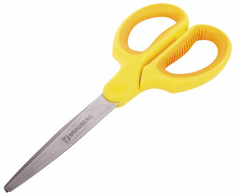 Ножницы BRAUBERG "Original", 185 мм, оранжево-желтые, ребристые резиновые вставки, 236451