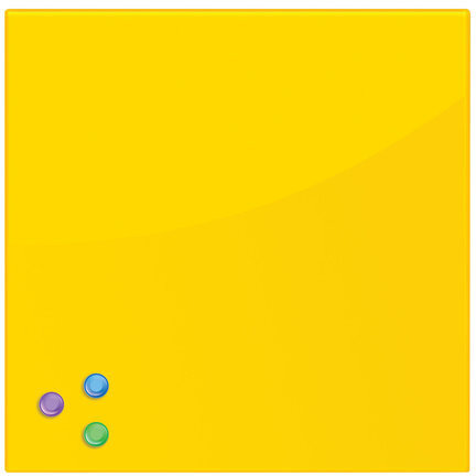 Доска магнитно-маркерная стеклянная 45х45 см, 3 магнита, ЖЕЛТАЯ, BRAUBERG, 236739