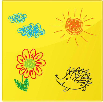 Доска магнитно-маркерная стеклянная 45х45 см, 3 магнита, ЖЕЛТАЯ, BRAUBERG, 236739