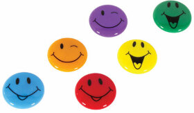 Магниты ЮНЛАНДИЯ 30 мм, НАБОР 6 шт., &quot;СМАЙЛИК&quot;, ассорти, 237475