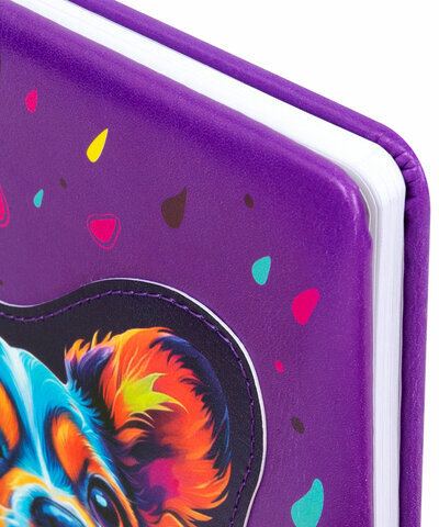 Дневник 1-4 класс 48 л., кожзам (твердая с поролоном), печать, аппликация, ЮНЛАНДИЯ, "Собачка", 106937