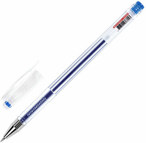 Ручка гелевая BRAUBERG "EXTRA", СИНЯЯ, корпус прозрачный, узел 0,5 мм, линия 0,35 мм, 143902