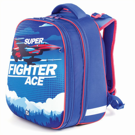 Ранец BRAUBERG EXTRA, 2 отделения, анатомическая спинка, дополнительный объем, для мальчиков, "Истребитель", 39х28х19 см, 227844