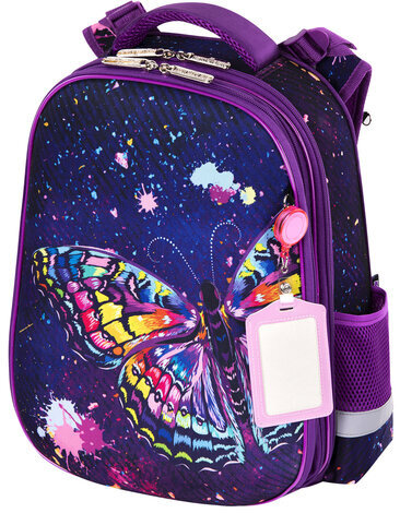 Ранец ЮНЛАНДИЯ EXTRA, с дополнительным объемом, "Colorful butterfly", 38х29х18 см, 270674
