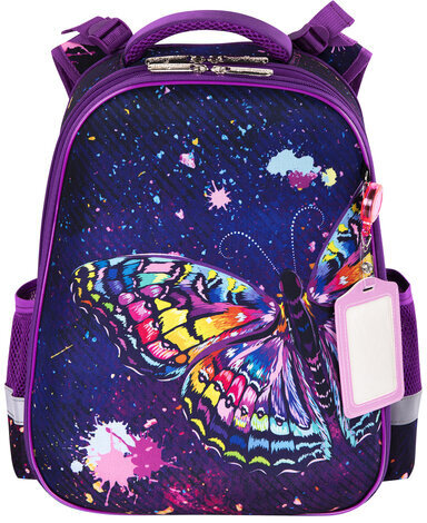 Ранец ЮНЛАНДИЯ EXTRA, с дополнительным объемом, "Colorful butterfly", 38х29х18 см, 270674