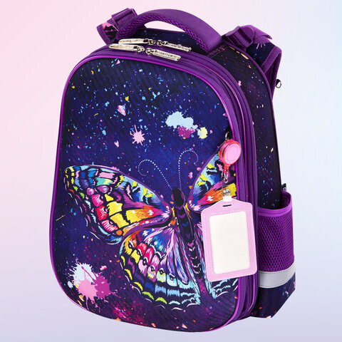 Ранец ЮНЛАНДИЯ EXTRA, с дополнительным объемом, "Colorful butterfly", 38х29х18 см, 270674