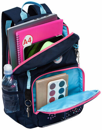 Рюкзак GRIZZLY школьный, анатомическая спинка, 2 отделения, для девочек, CAKE POPS, 40х25х13 см, RG-464-2/1