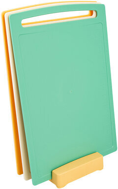 Доска разделочная пластиковая КОМПЛЕКТ 3 шт. с подставкой, 29х20х4 см, цвет микс, 30803, 433080300