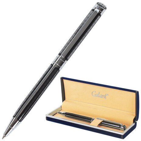 Ручка подарочная шариковая GALANT "Olympic Chrome", корпус хром с черным, хромированные детали, пишущий узел 0,7 мм, синяя, 140614