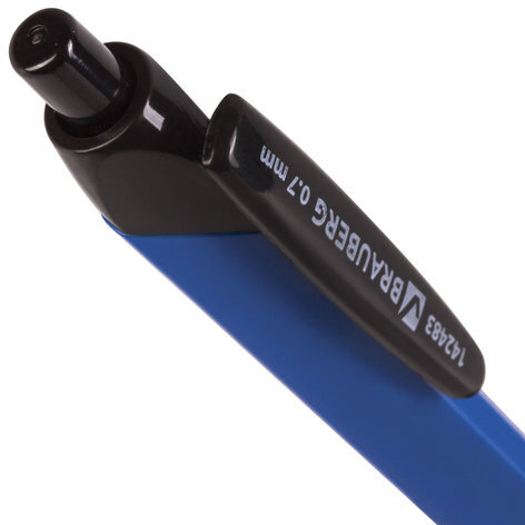 Ручка шариковая масляная автоматическая с грипом BRAUBERG "Booster", СИНЯЯ, трехгранная, узел 0,7 мм, линия письма 0,35 мм, 142483