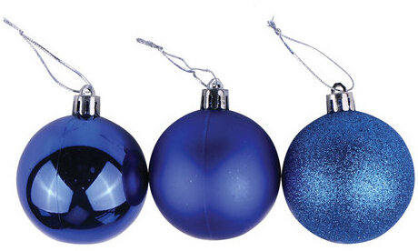 Шары ёлочные 6 шт., 8 см, "Trio", пластик, СИНИЕ (глянец, матовый, глиттер), ЗОЛОТАЯ СКАЗКА, 590872
