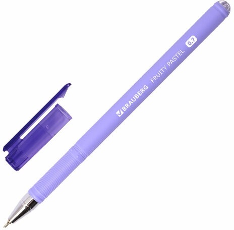Ручка шариковая масляная BRAUBERG "FRUITY Pastel", СИНЯЯ, soft-touch, узел 0,7 мм, линия письма 0,35 мм, 142958, OBP322