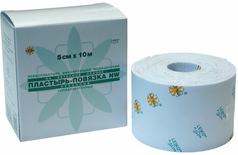 Пластырь-повязка рулонная LEIKO 5х1000 см, на нетканой основе "Липкий бинт", 132824