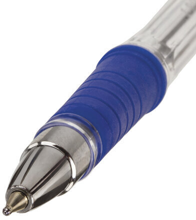 Ручка шариковая масляная с грипом BRAUBERG "i-Rite GT", СИНЯЯ, корпус прозрачный, узел 0,7 мм, 143300