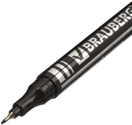 Маркер перманентный (нестираемый) BRAUBERG "Jet", ЧЕРНЫЙ, супертонкий металлический наконечник, 0,5 мм, 150507