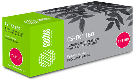 Тонер-картридж CACTUS (CS-TK1160) для KYOCERA Ecosys P2040dn/P2040dw, ресурс 7200 стр.