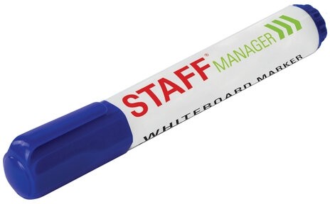 Маркер стираемый для белой доски СИНИЙ, STAFF "Manager" WBM-491, 5 мм, с клипом, 151492