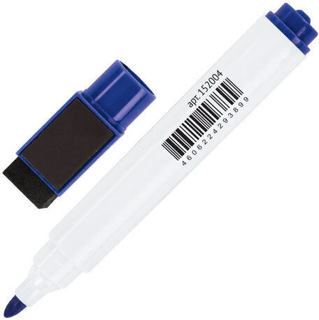 Маркер стираемый для белой доски на магните со стирателем, СИНИЙ, STAFF "Manager" WBM-002, 3 мм, 152004