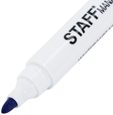 Маркер стираемый для белой доски на магните со стирателем, СИНИЙ, STAFF "Manager" WBM-002, 3 мм, 152004