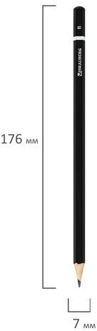 Карандаш чернографитный BRAUBERG, 1 шт., "Touch line", В, корпус черный, заточенный, 180622