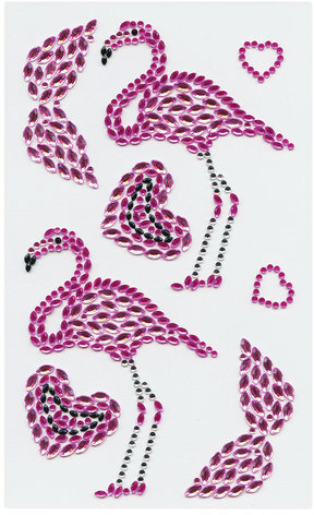 Наклейки готовые из страз ФЛАМИНГО, 8 декоративных элементов, 9,5х15,5 см, ОСТРОВ СОКРОВИЩ, 661565