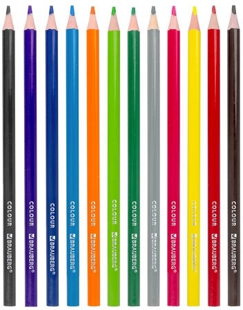 Карандаши цветные BRAUBERG PREMIUM, 12 цветов, трехгранные, грифель мягкий 3 мм, 181661